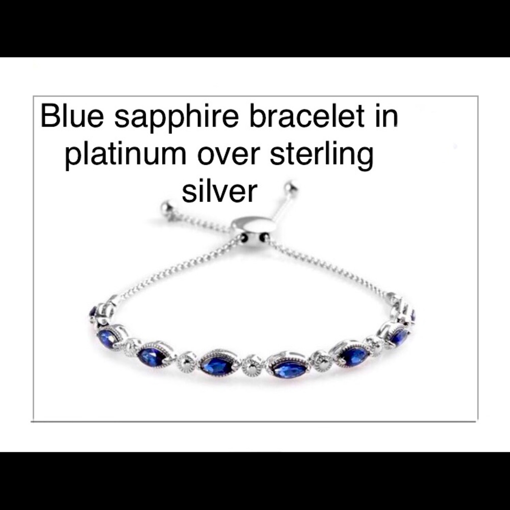Blue Sapphire adjustable bracelet/Sterling Silver